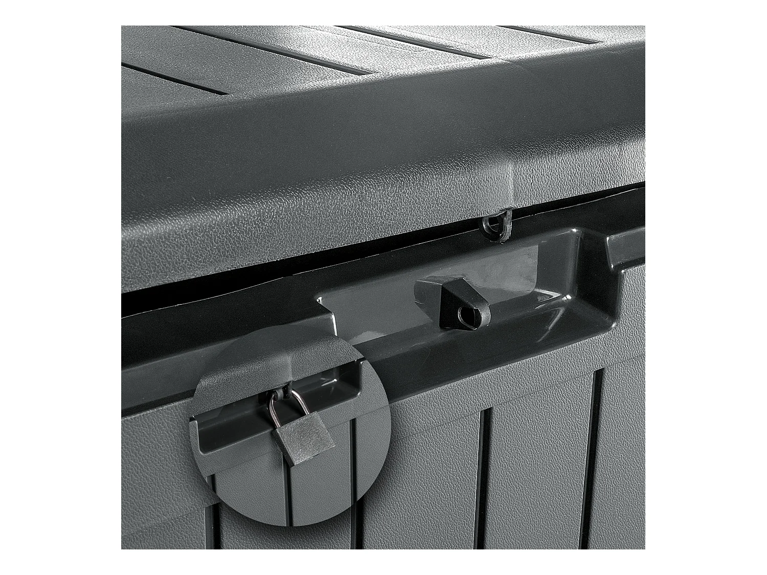 KADAX Tuinkist, 116,6 x 47 x 59,5 cm, opbergdoos van kunststof, 290 liter, met handgrepen en sluiting, tuinbox voor het opbergen van kussens, 290 l, antraciet