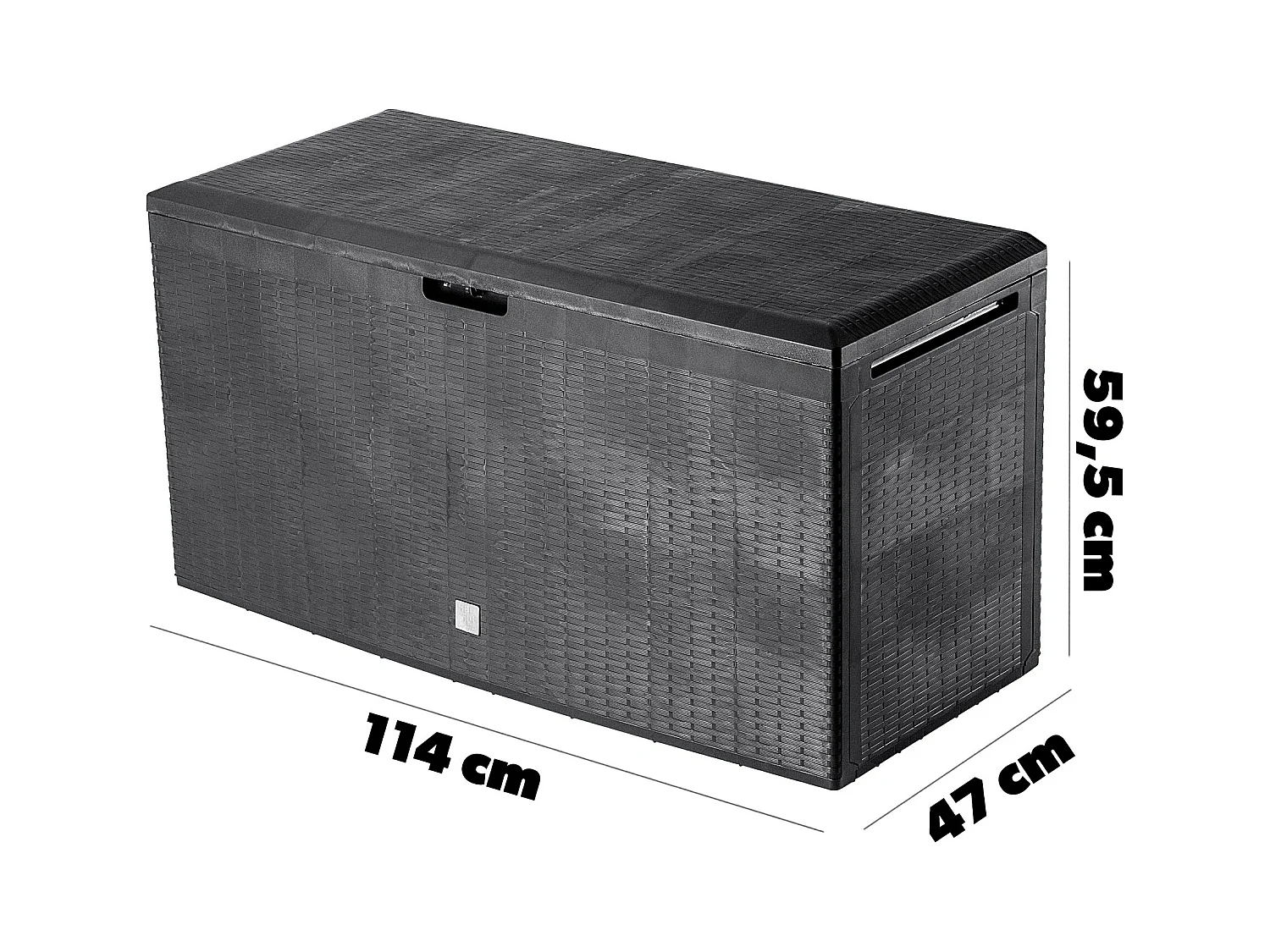 Coffre de jardin KADAX, 114 x 47 x 59,4 cm, coffre de rangement en plastique, 290 litres, avec poignées et fermeture (290 l, anthracite)