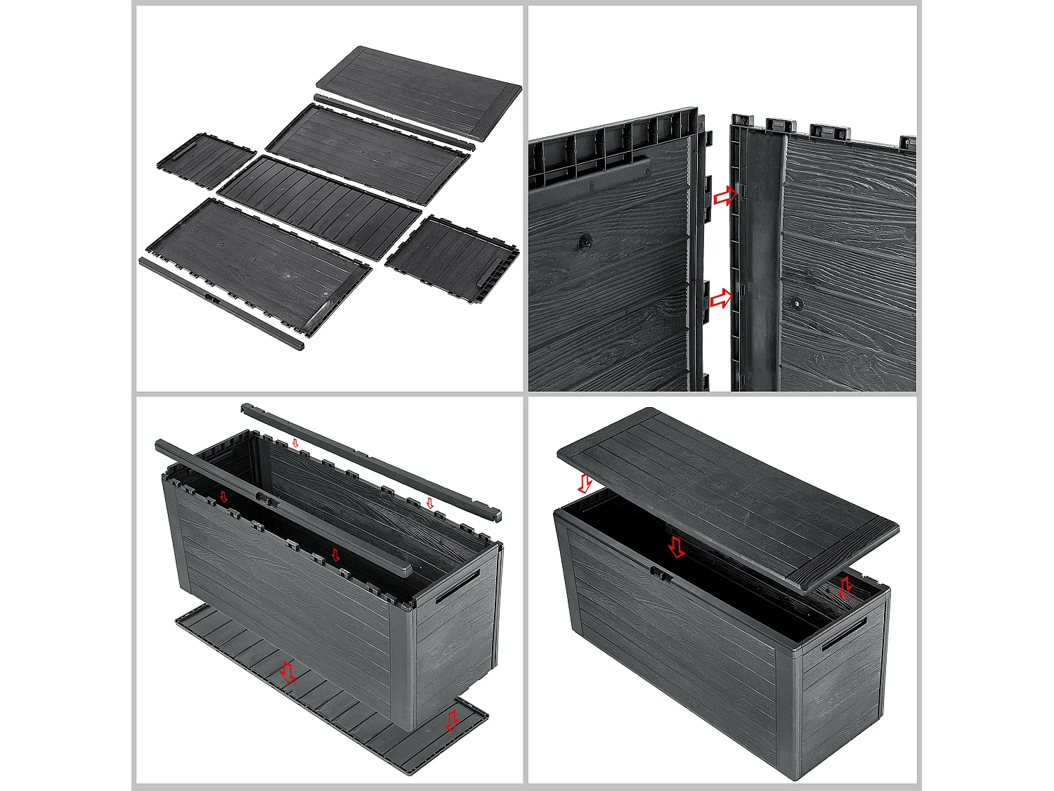 KADAX Coffre De Balcon De Jardin 280L Pour Balcon De Jardin Terrasse Anthracite