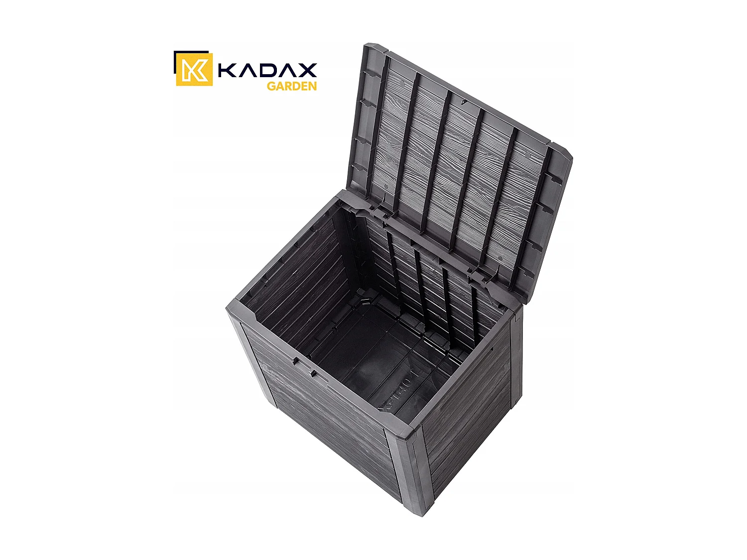 Coffre de jardin KADAX, coffre de rangement en plastique, coffre de jardin pour ranger coussins, jouets pour enfants et coussins d'assise (140 l, marron foncé)