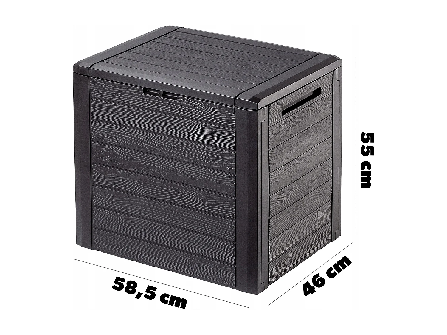 Coffre de jardin KADAX, coffre de rangement en plastique, coffre de jardin pour ranger coussins, jouets pour enfants et coussins d'assise (140 l, marron foncé)