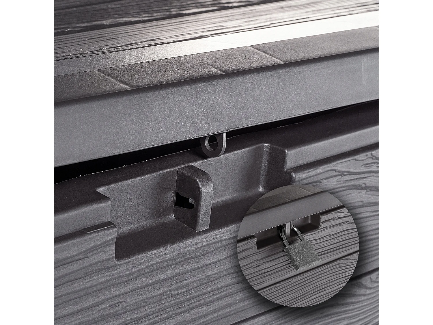 Coffre de jardin KADAX, coffre de rangement en plastique, coffre de jardin pour ranger coussins, jouets pour enfants et coussins d'assise (140 l, marron foncé)