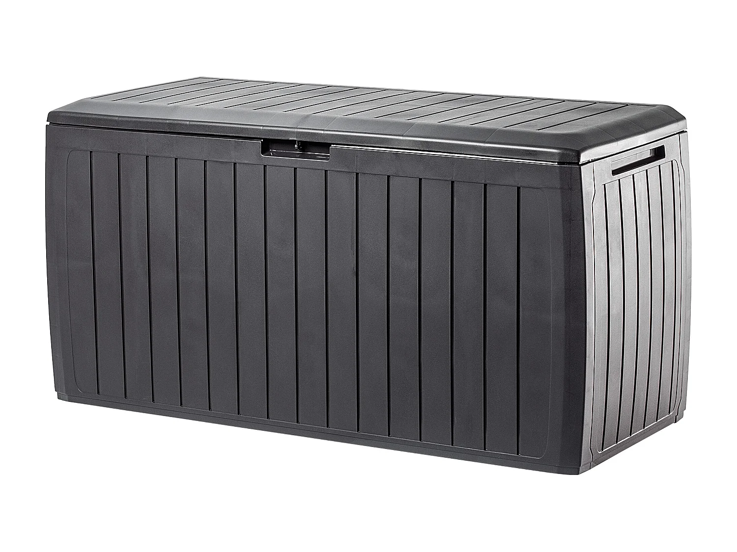 Coffre de jardin KADAX, 116,6 x 47 x 59,5 cm, coffre de rangement en plastique, coffre de jardin 290 l avec poignées et fermeture (290 l, marron foncé)