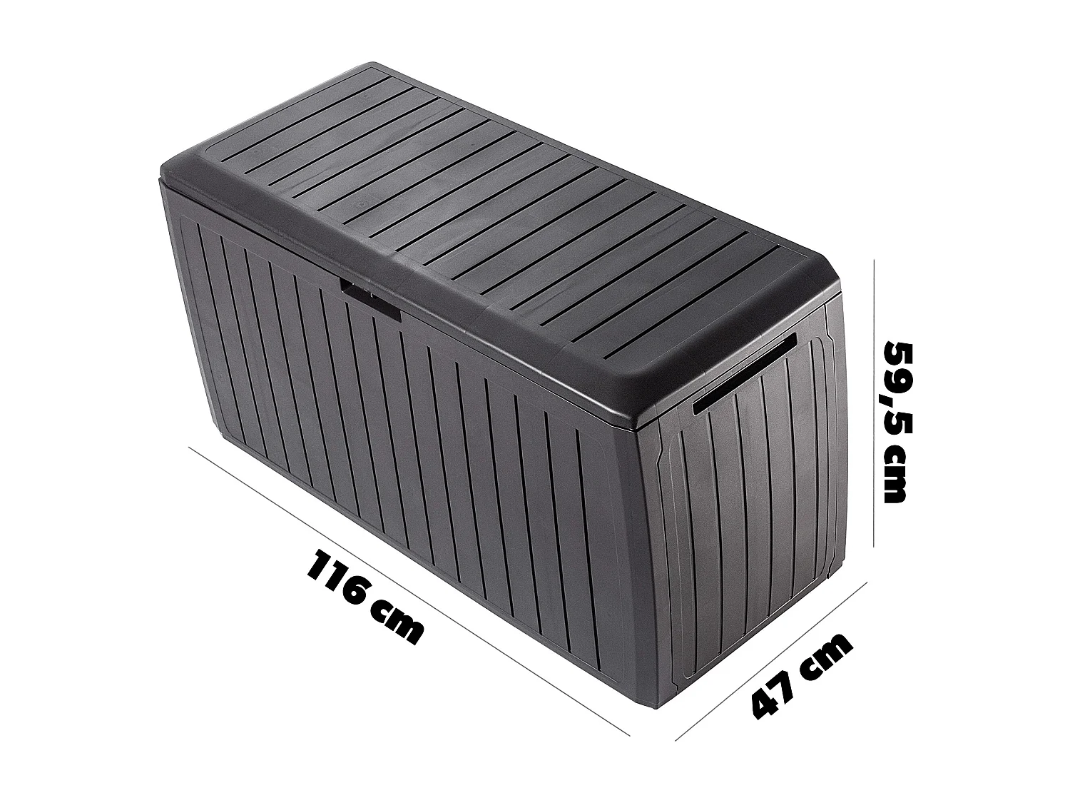 Coffre de jardin KADAX, 116,6 x 47 x 59,5 cm, coffre de rangement en plastique, coffre de jardin 290 l avec poignées et fermeture (290 l, marron foncé)