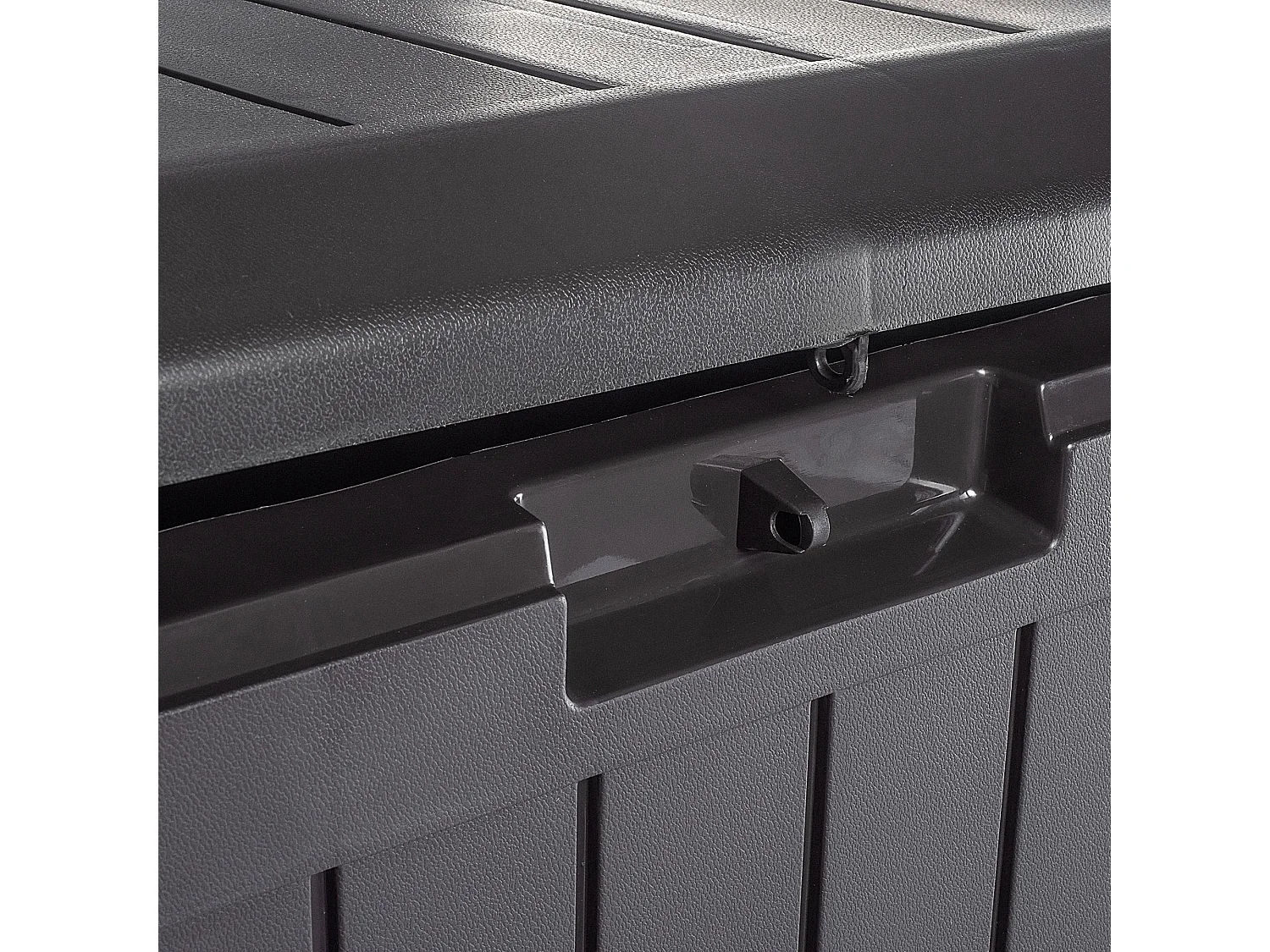 Coffre de jardin KADAX, 116,6 x 47 x 59,5 cm, coffre de rangement en plastique, coffre de jardin 290 l avec poignées et fermeture (290 l, marron foncé)