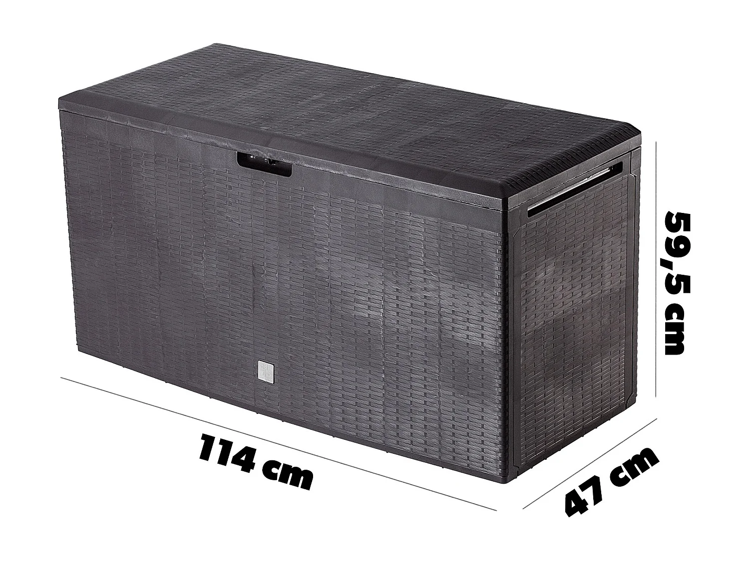 Coffre de jardin KADAX, 114 x 47 x 59,4 cm, coffre de rangement en plastique, 290 litres, coffre de jardin avec poignées et fermeture (290 l, marron foncé)