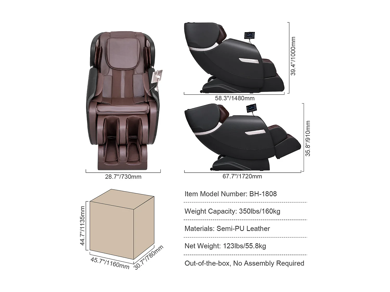 Fauteuil Massant Complet du Corps SucceBuy avec Gravité Zéro et 6 Modes pour un Confort et une Relaxation Suprêmes