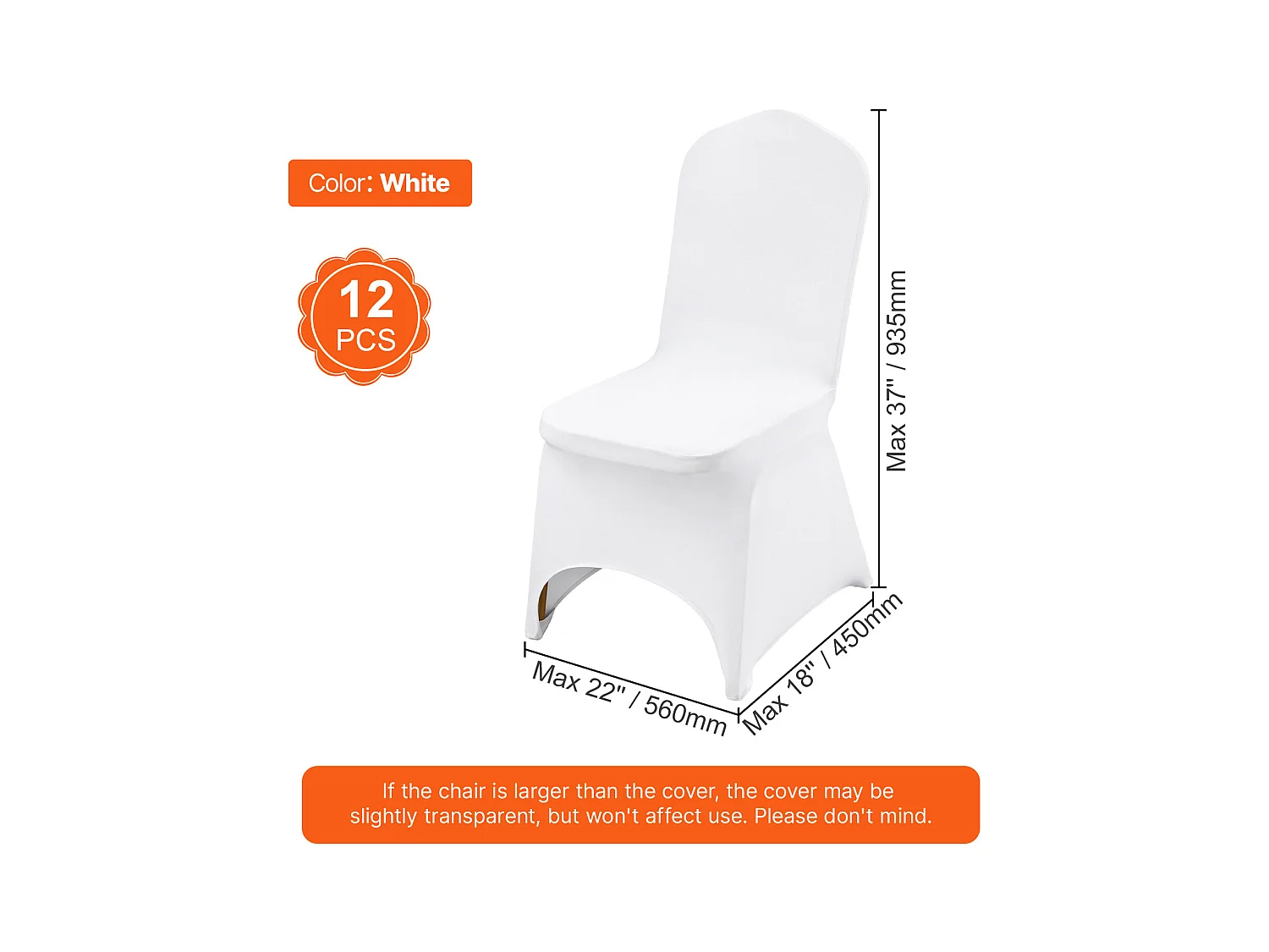 Housse de Chaise SucceBuy 12 pcs, Blanc, de Chaise Pliantes Blanches pour Mariage, Vacances, Banquet