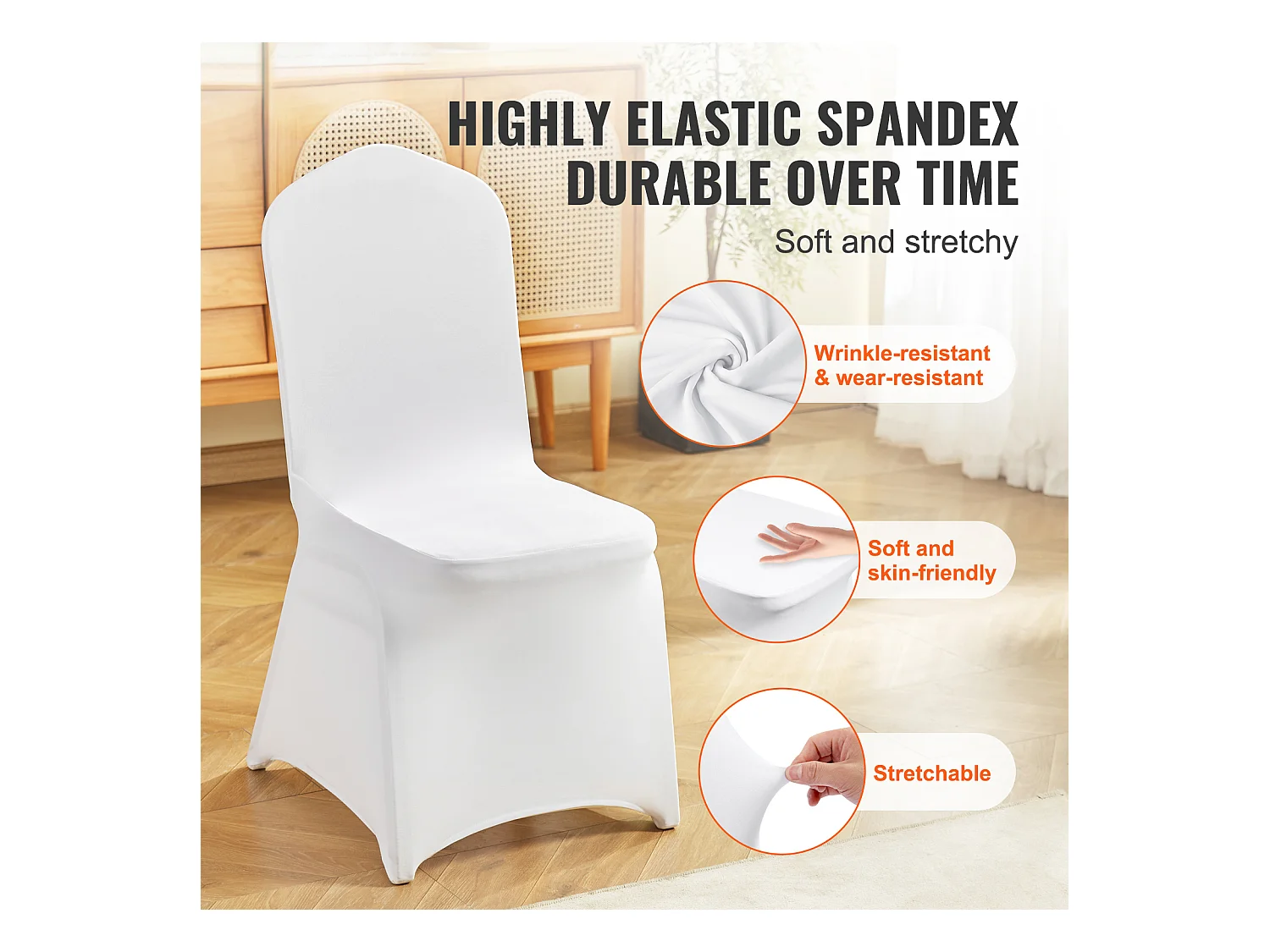 Housse de Chaise SucceBuy 12 pcs, Blanc, de Chaise Pliantes Blanches pour Mariage, Vacances, Banquet