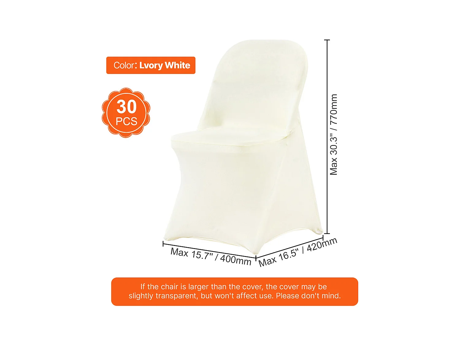 Housse de Chaise SucceBuy, 30 Pcs, Blanc, pour le Mariage, le Banquet, la Célébration, la Salle à Manger et les Vacances