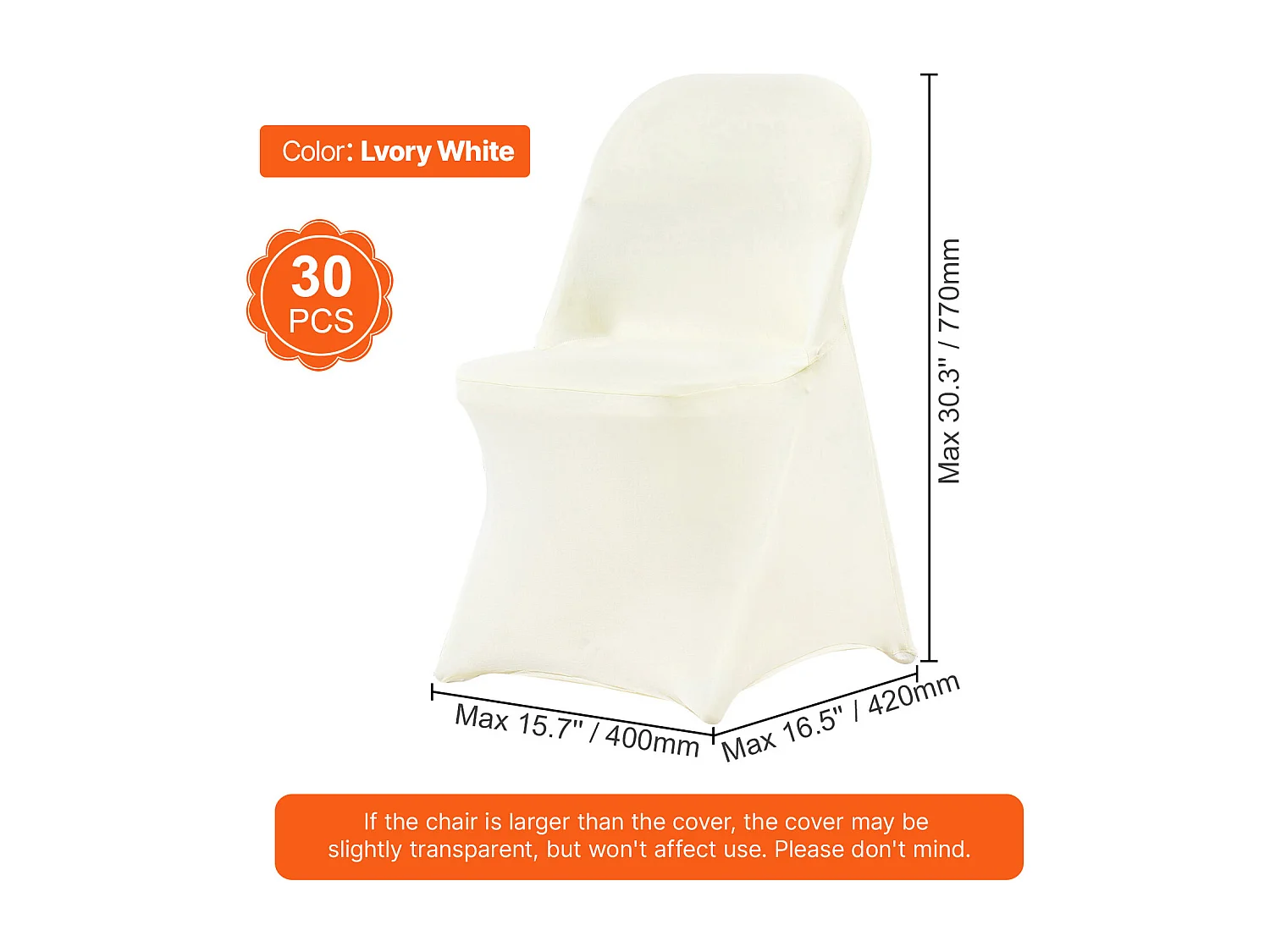 Housse de Chaise SucceBuy, 30 Pcs, Blanc, pour le Mariage, le Banquet, la Célébration, la Salle à Manger et les Vacances