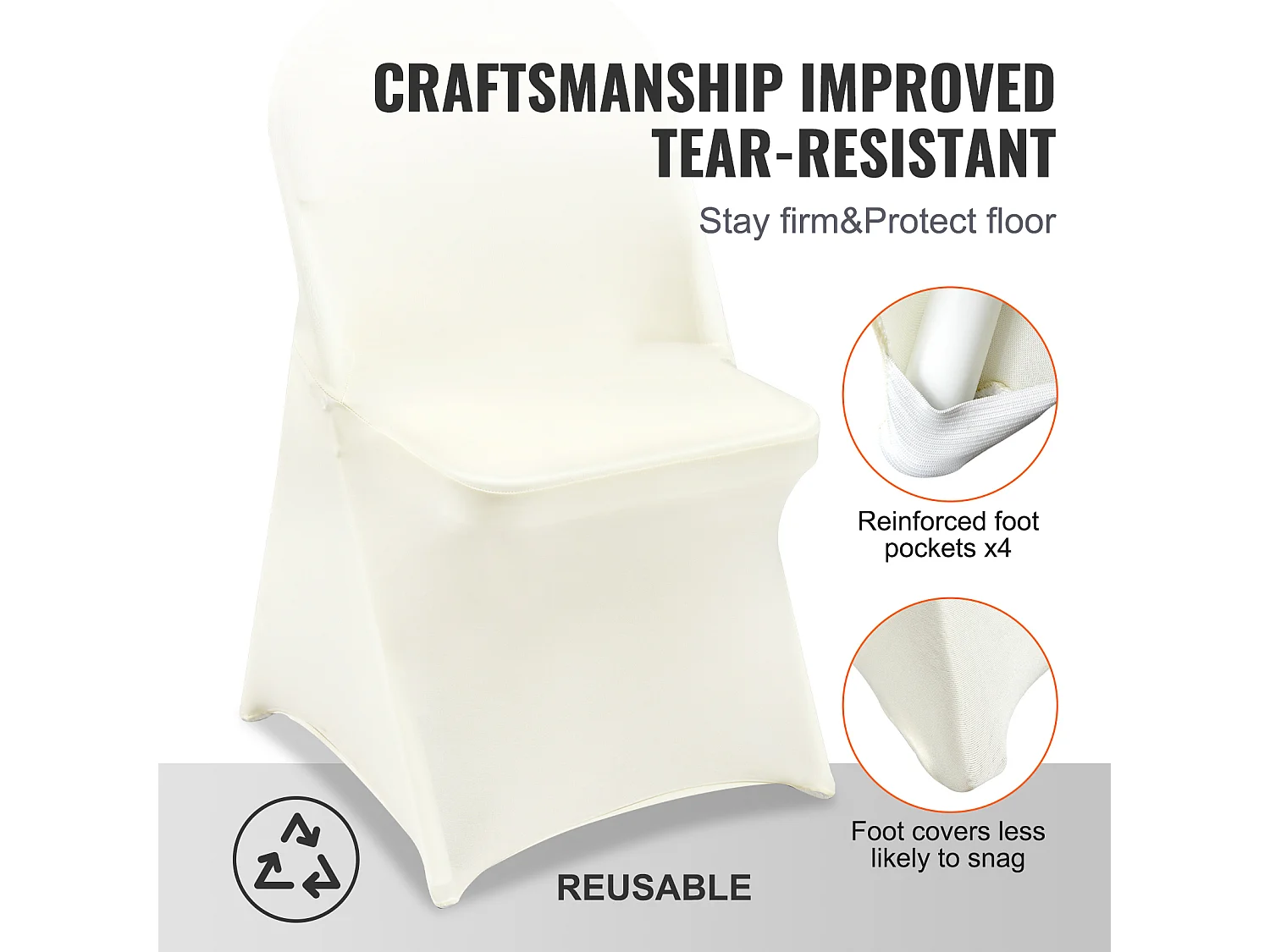 Housse de Chaise SucceBuy, 30 Pcs, Blanc, pour le Mariage, le Banquet, la Célébration, la Salle à Manger et les Vacances
