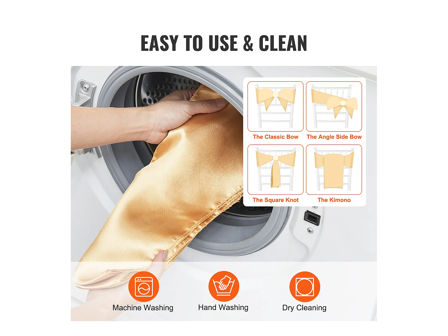 Housse de Chaise SucceBuy, 50 Pcs, Doré, Housse de Chaise avec Bandes Élastiques, pour la Décoration de Chaise de Mariage