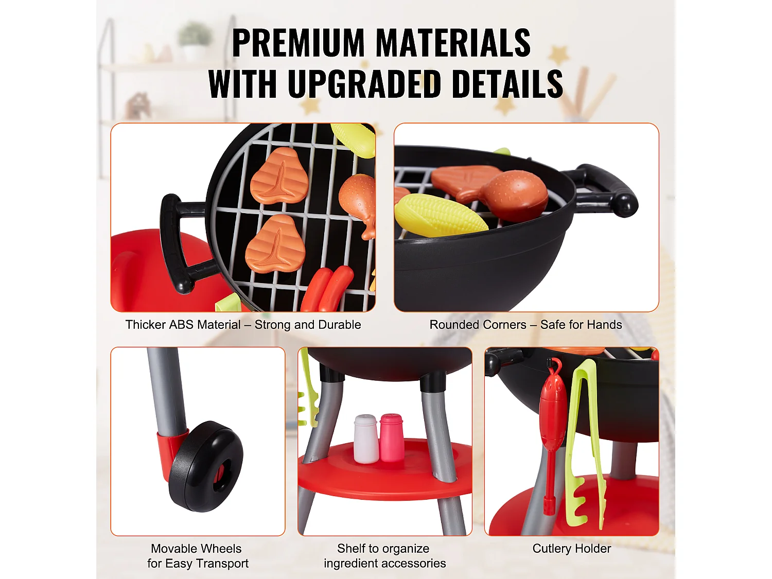 Jouet de Barbecue pour Enfants SucceBuy, 28 Pièces, pour les 3 à 8 Ans, Ensemble de Jeu de Barbecue, Cadeau d'Anniversaire