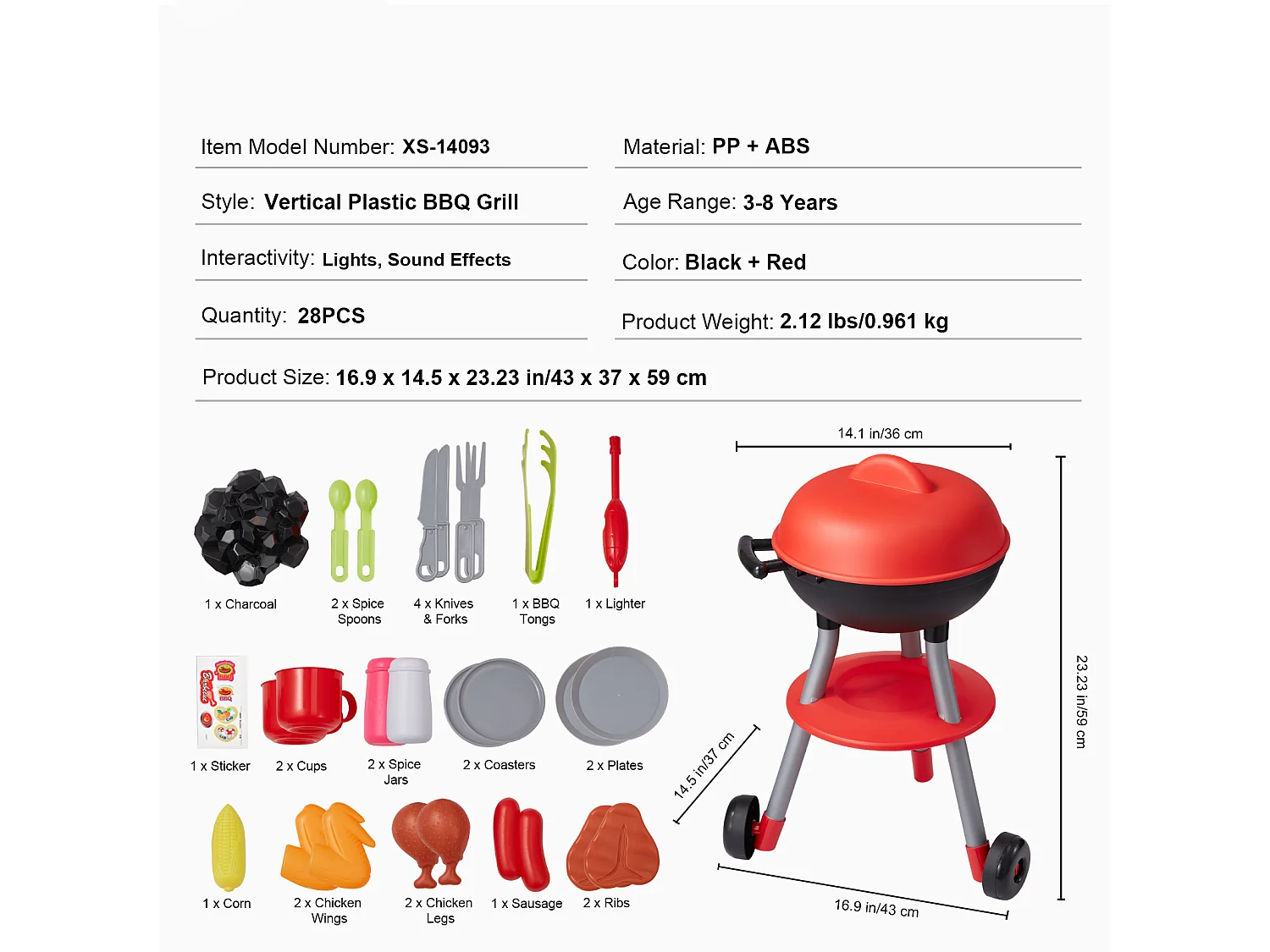 Jouet de Barbecue pour Enfants SucceBuy, 28 Pièces, pour les 3 à 8 Ans, Ensemble de Jeu de Barbecue, Cadeau d'Anniversaire