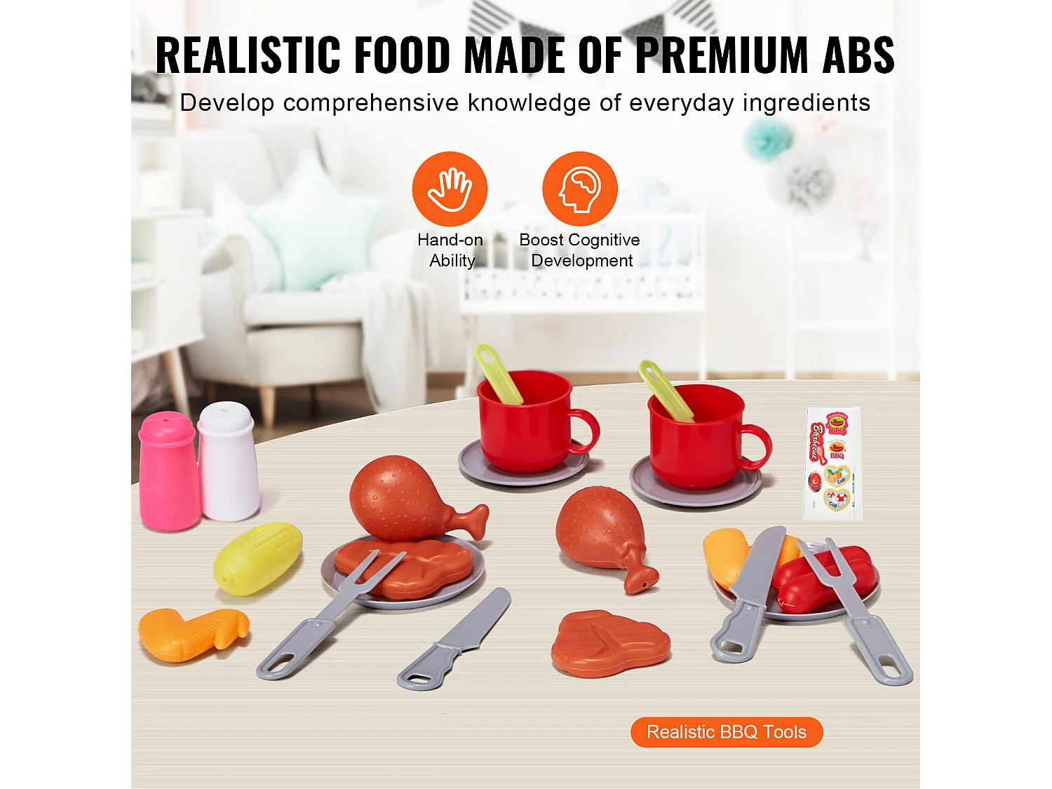 Jouet de Barbecue pour Enfants SucceBuy, 28 Pièces, pour les 3 à 8 Ans, Ensemble de Jeu de Barbecue, Cadeau d'Anniversaire