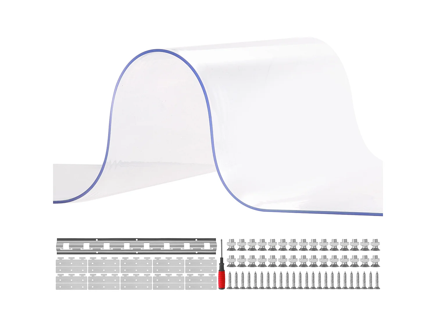 Zasłona Drzwiowa Paskowa SucceBuy Zasłona Paskowa, Zasłona Drzwiowa z PVC, 152.4 x 213.4 cm do Chłodziarki i Zamrażarki, Przezroczysty Plastik