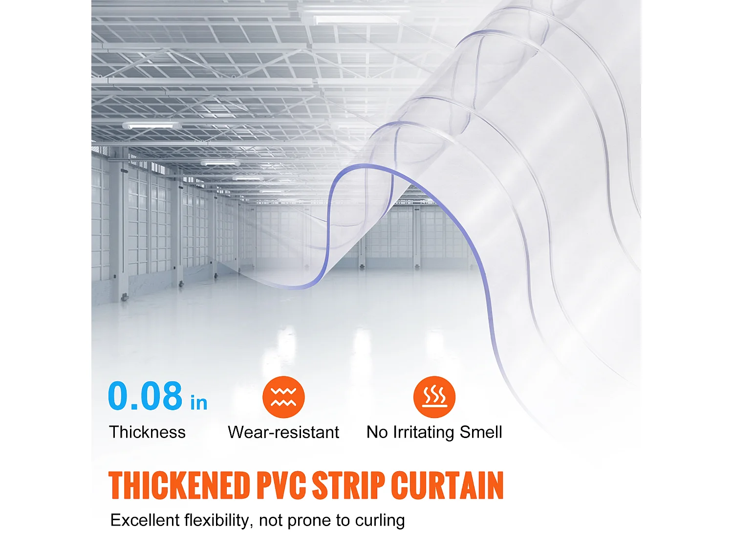 Zasłona Drzwiowa Paskowa SucceBuy Zasłona Paskowa, Żebrowana Zasłona Drzwiowa z PVC, Rolka 4572 cm x 20 cm, do Chłodziarki, Zamrażarka, Plastik