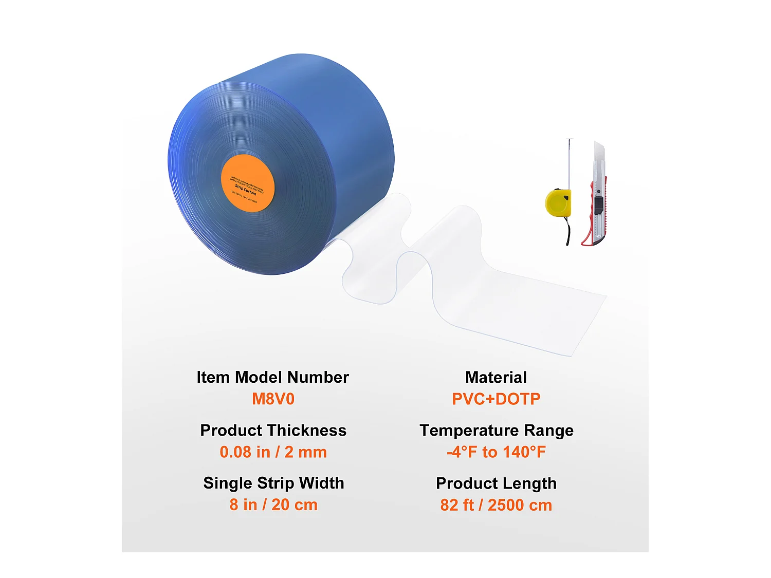 Cortina de Porta de Tira SucceBuy Cortina de Tiras de PVC para Porta de Frigorífico, 2500 x 20 cm, Plástico Transparente para Congelador