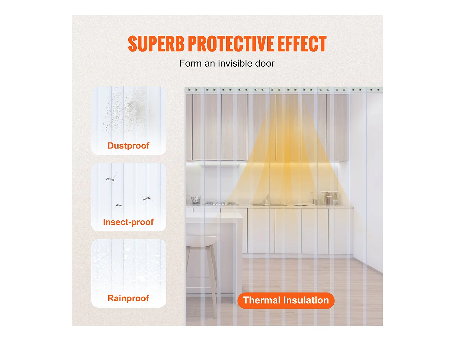 Cortina de Porta de Tira SucceBuy Cortina de Tiras de PVC para Porta de Frigorífico, 2500 x 20 cm, Plástico Transparente para Congelador