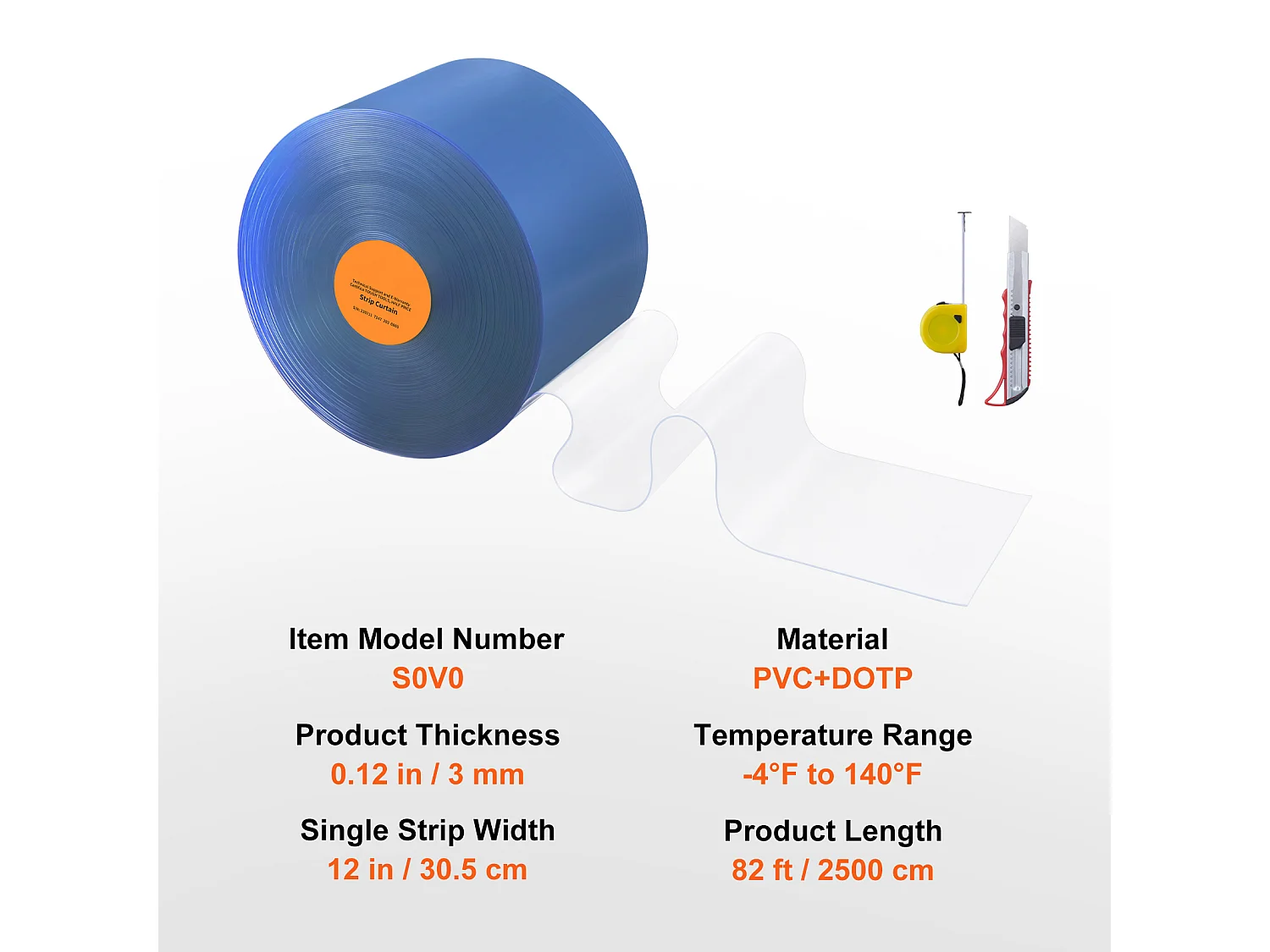 Strokendeurgordijn SucceBuy PVC Strokengordijn voor Koelkastdeur 2500 x 30.5 cm Doorzichtige Plastic Vriesrol