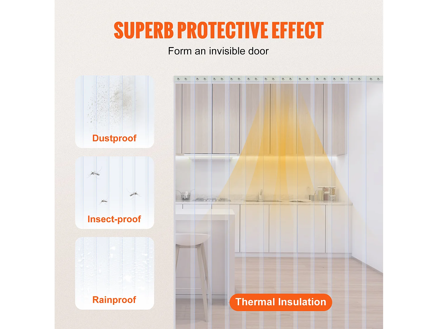 Strokendeurgordijn SucceBuy PVC Strokengordijn voor Koelkastdeur 2500 x 30.5 cm Doorzichtige Plastic Vriesrol