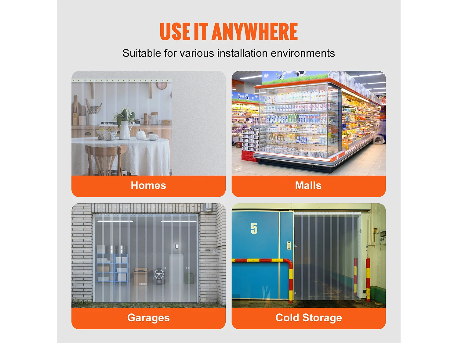 Strokendeurgordijn SucceBuy PVC Strokengordijn voor Koelkastdeur 2500 x 30.5 cm Doorzichtige Plastic Vriesrol