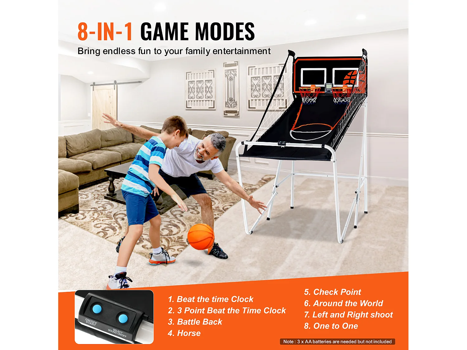 Jeu d'Arcade de Basketball SucceBuy Pliable d'Intérieur à Double Tir pour 2 Joueurs et 4 Balles