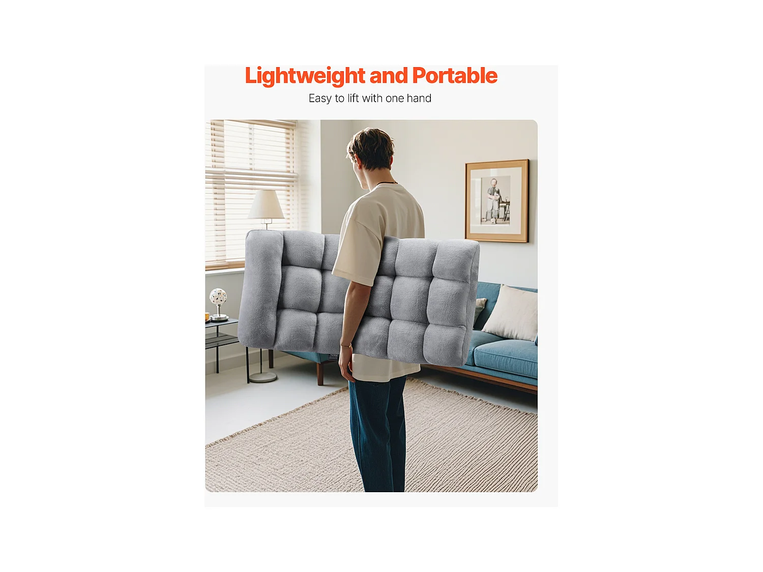 Fauteuil de Sol SucceBuy, Fauteuil Pliant en Mousse Recyclée, Fauteuil Canapé Pliant avec 14 Positions Réglables, Gris