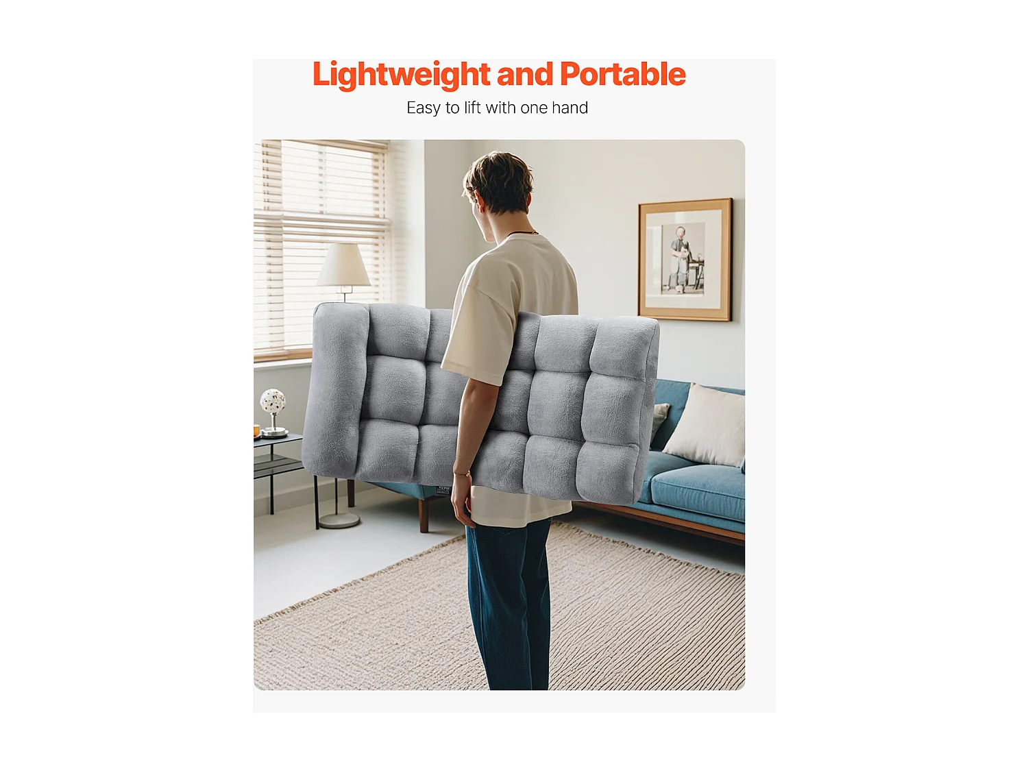 Fauteuil de Sol SucceBuy, Fauteuil Pliant en Mousse Recyclée, Fauteuil Canapé Pliant avec 14 Positions Réglables, Gris