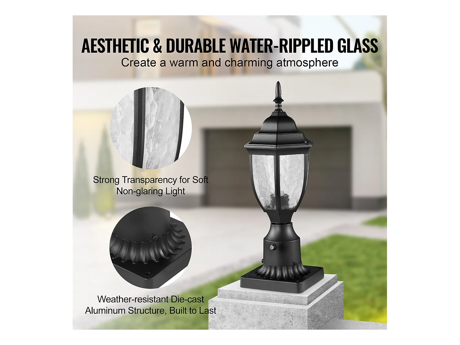 Lampadaire d'Extérieur SucceBuy, Lampadaires d'Extérieur du Crépuscule à l'Aube, Lot de 2, 100 W, sur Poteau de 390 mm