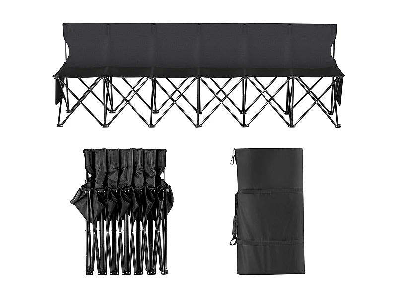 Banc de Sport SucceBuy, 6 Places, Chaise de Camping en Plein Air avec Sac de Transport, pour le Sport et la Pêche, Noir