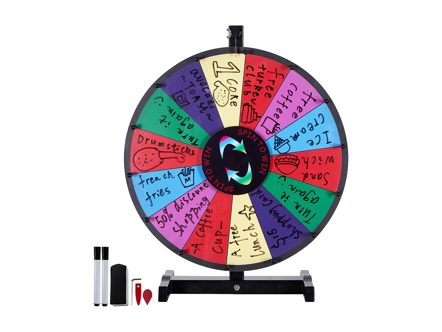 Roue de Prix Rotative SucceBuy 46 cm, 14 Emplacements, pour Table et sur Pied, à Poser sur une Table ou au Sol, Fête, Pub, Salon Professionnel