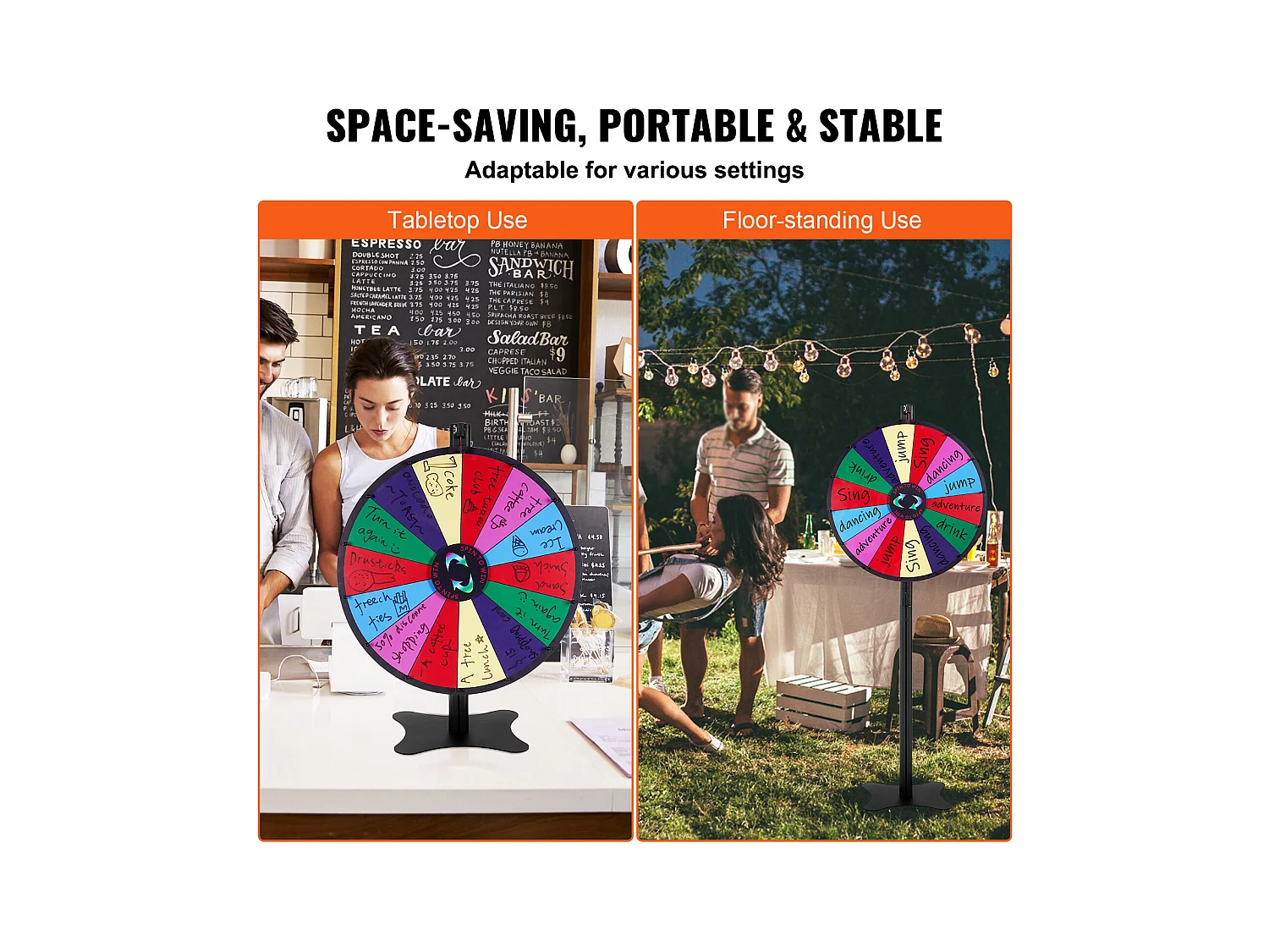 Roue de Prix Rotative SucceBuy 61 cm, 14 Emplacements, pour Table et sur Pied, à Poser sur une Table ou au Sol, Fête, Pub, Salon Professionnel