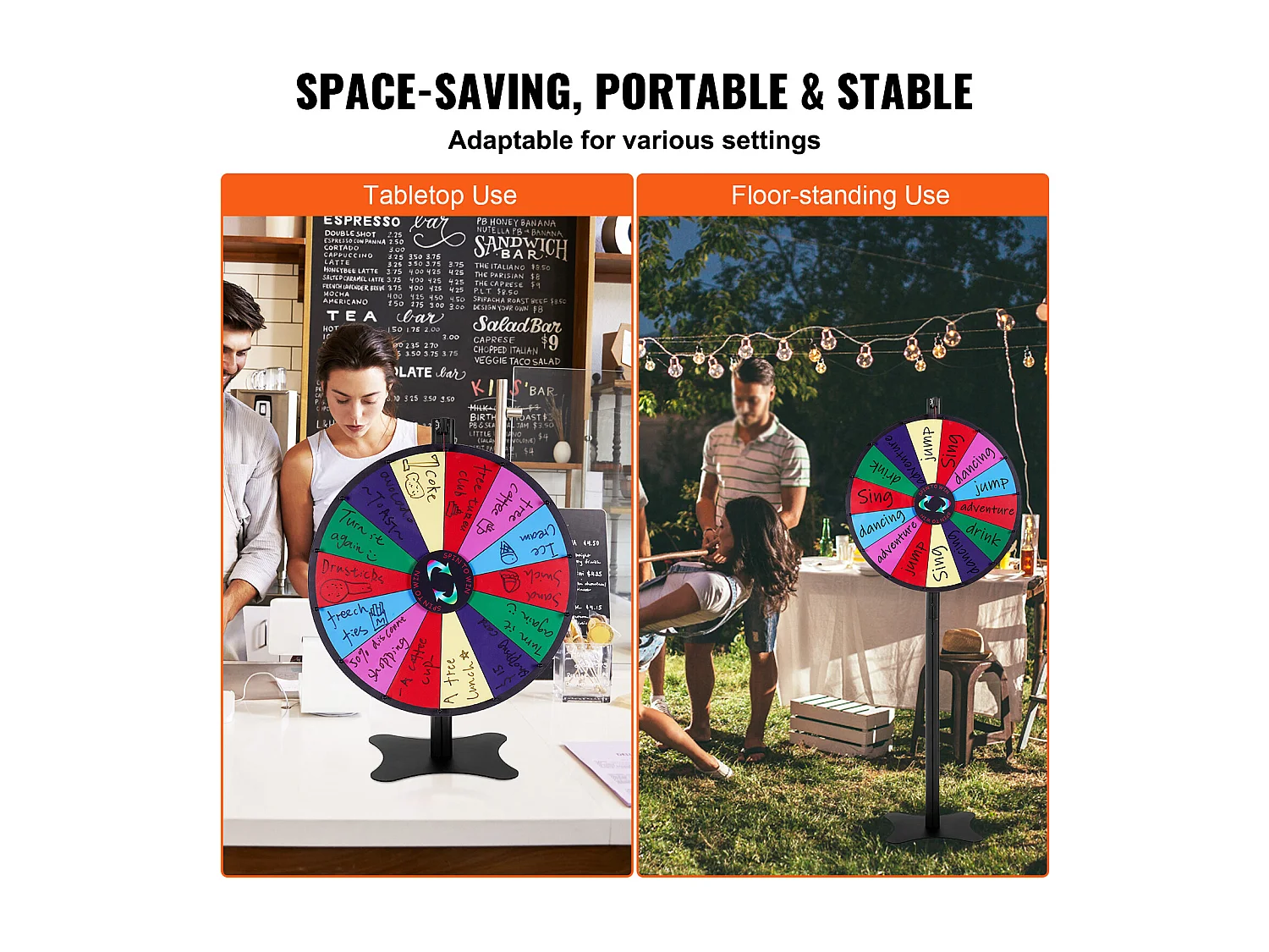 Roue de Prix Rotative SucceBuy 61 cm, 14 Emplacements, pour Table et sur Pied, à Poser sur une Table ou au Sol, Fête, Pub, Salon Professionnel