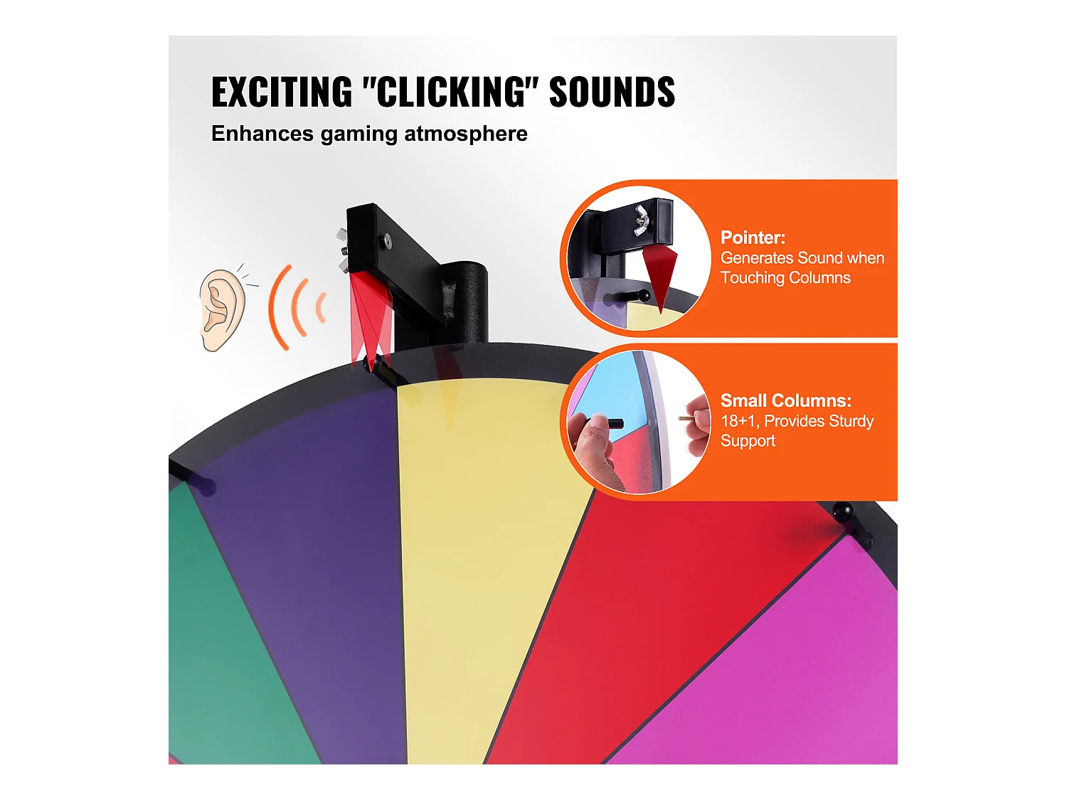 Prijswiel Draaibaar SucceBuy 91 cm, 18 Emplacements, voor Tafel en op Staander, te Plaatsen op een Tafel of op de Grond, Feest, Pub, Vakbeurs