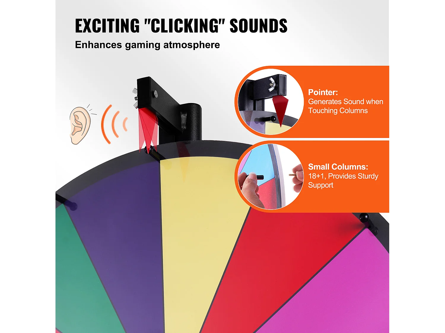 Roue de Prix Rotative SucceBuy 91 cm, 18 Emplacements, pour Table et sur Pied, à Poser sur une Table ou au Sol, Fête, Pub, Salon Professionnel