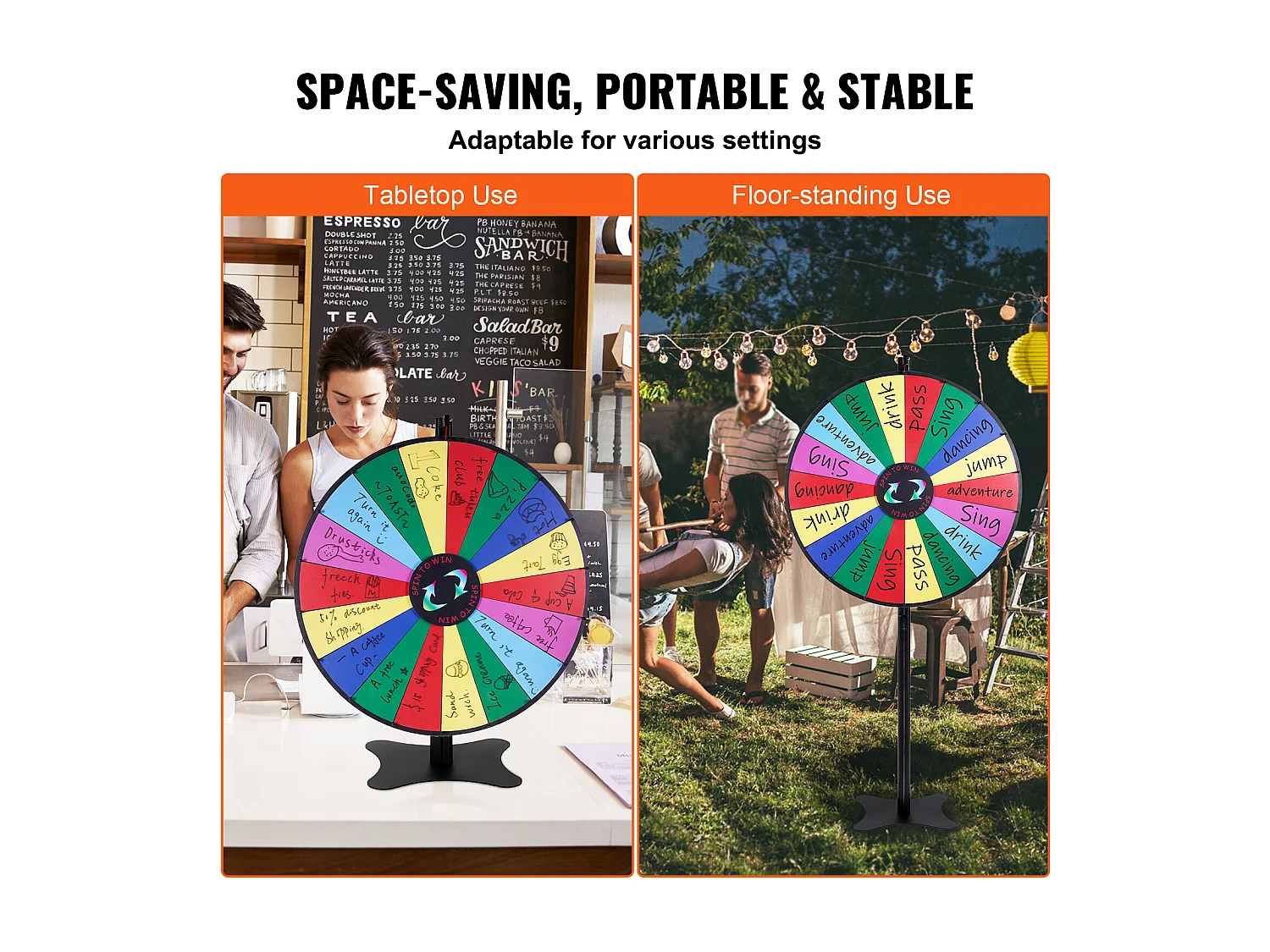 Roue de Prix Rotative SucceBuy 91 cm, 18 Emplacements, pour Table et sur Pied, à Poser sur une Table ou au Sol, Fête, Pub, Salon Professionnel