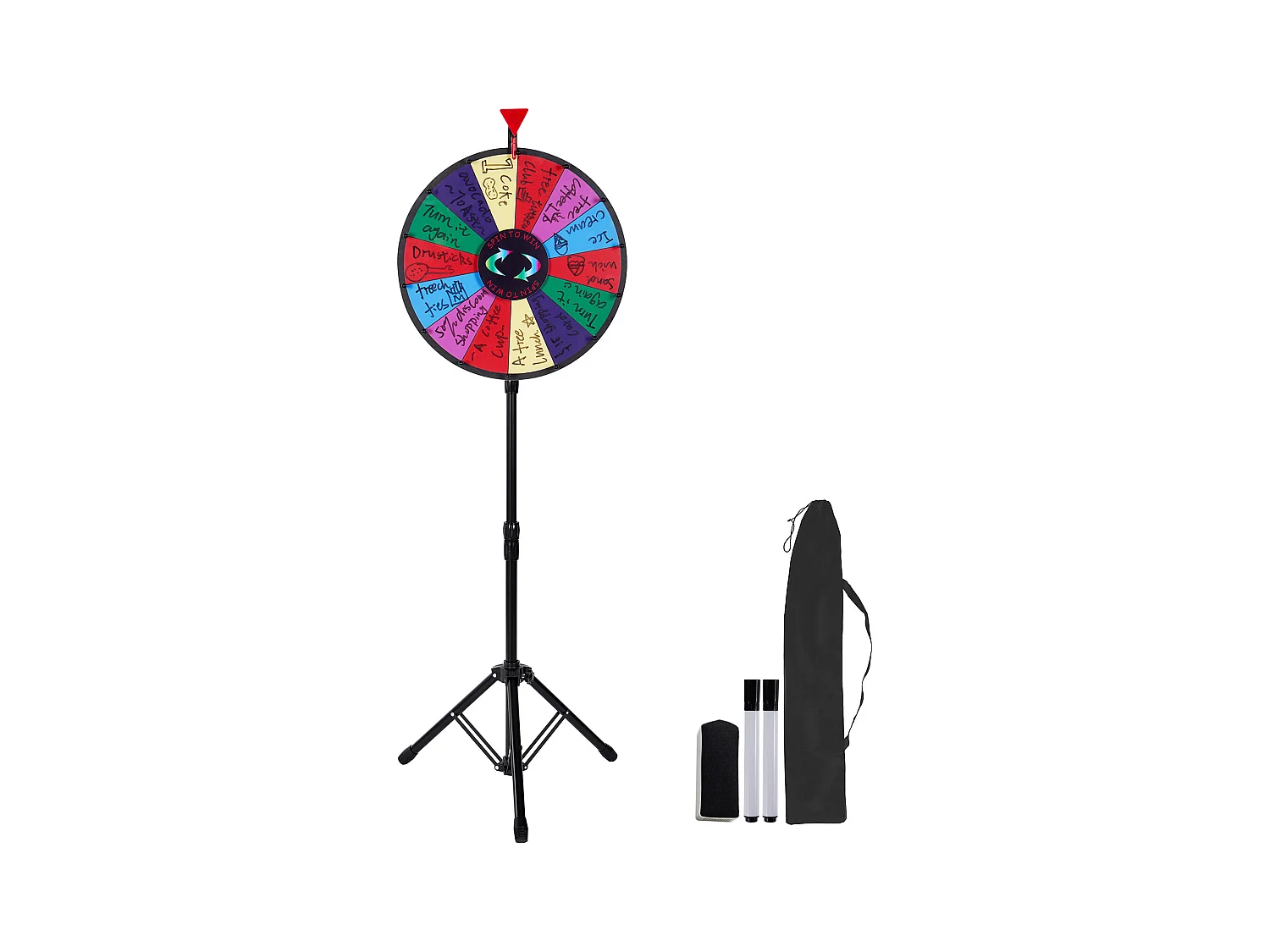 Roue de Prix Rotative SucceBuy 46 cm, 14 Emplacements avec Support Réglable, Roue de Roulette Effaçable à Sec, Idéale pour les Fêtes