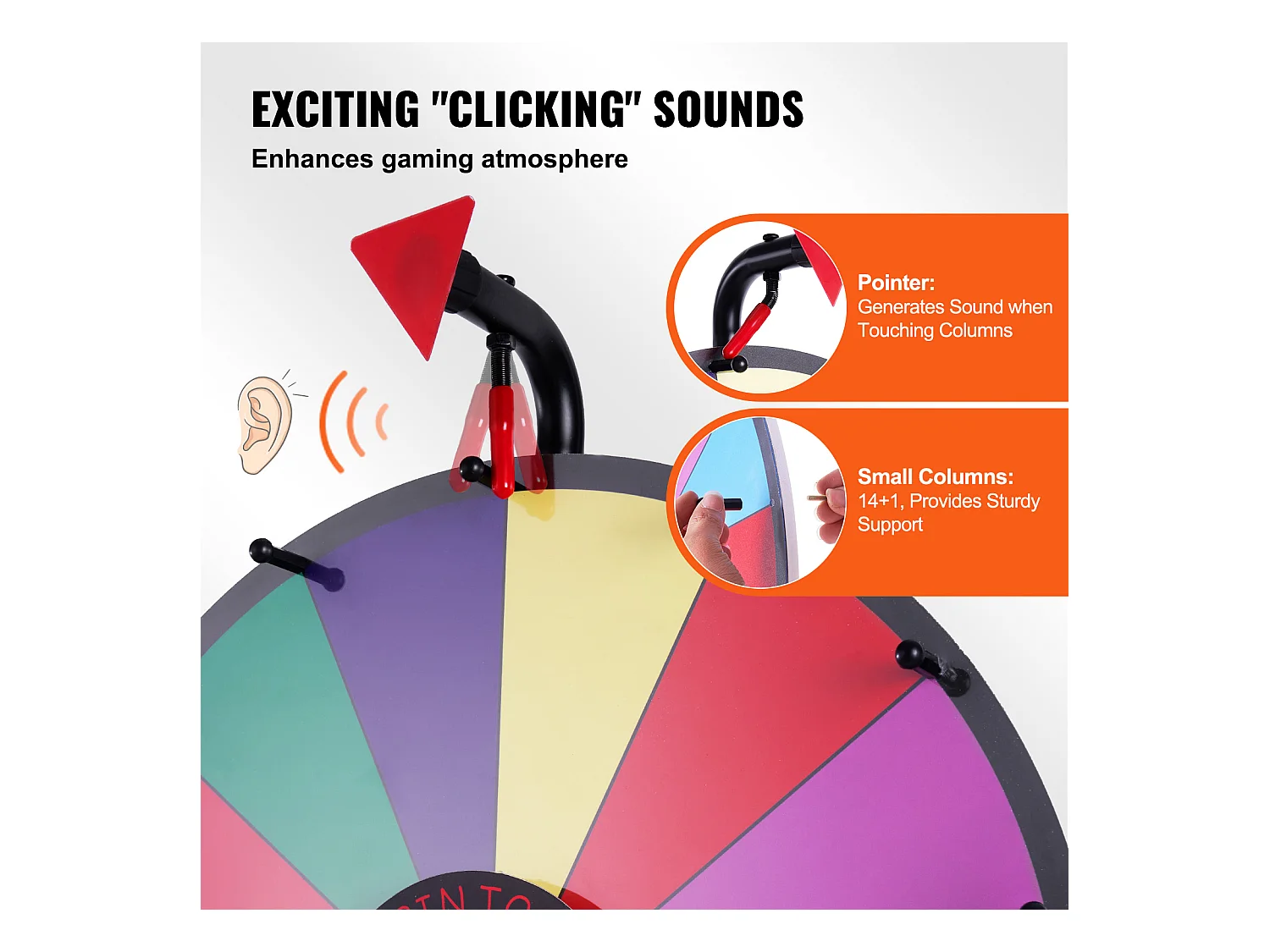 Roue de Prix Rotative SucceBuy 46 cm, 14 Emplacements avec Support Réglable, Roue de Roulette Effaçable à Sec, Idéale pour les Fêtes