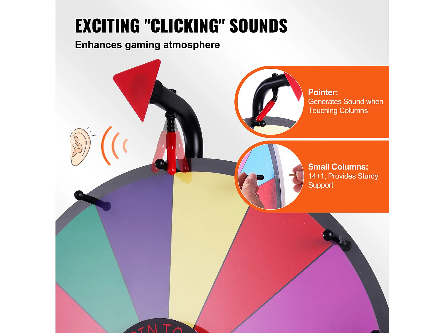 Roue de Prix Rotative SucceBuy 46 cm, 14 Emplacements avec Support Réglable, Roue de Roulette Effaçable à Sec, Idéale pour les Fêtes