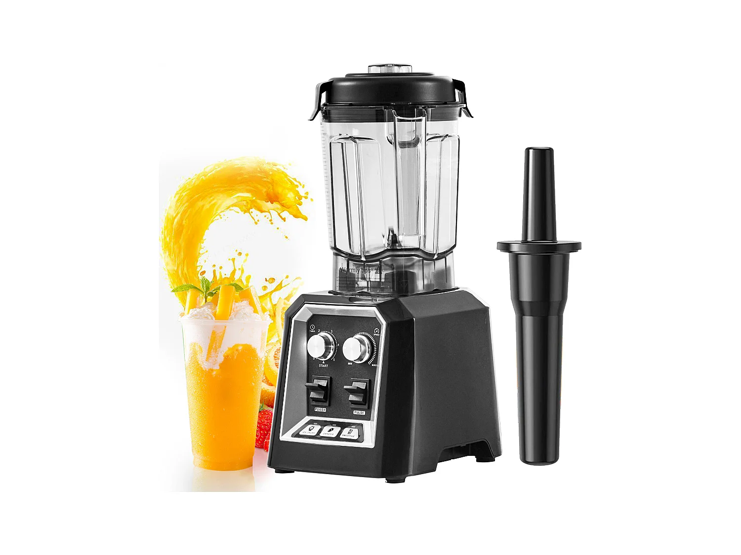 Mixeur de Comptoir Professionnel SucceBuy pour Smoothies et Milkshakes avec Bocal en Verre de 2 L, Mixeur 3 Fonctions en Acier Inoxydable