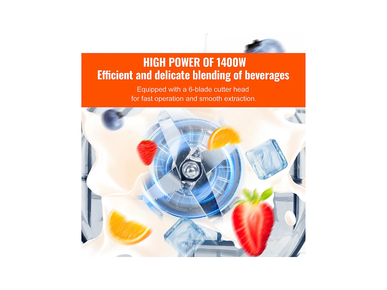 Mixeur de Comptoir Professionnel SucceBuy pour Smoothies et Milkshakes avec Bocal en Verre de 2 L, Mixeur 3 Fonctions en Acier Inoxydable