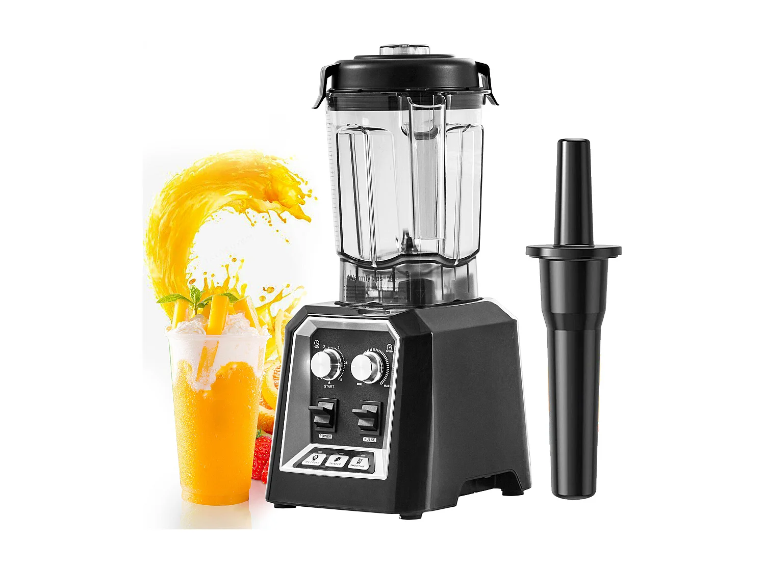 Mixeur de Comptoir Professionnel SucceBuy pour Smoothies et Milkshakes avec Bocal en Verre de 2 L, Mixeur 3 Fonctions en Acier Inoxydable