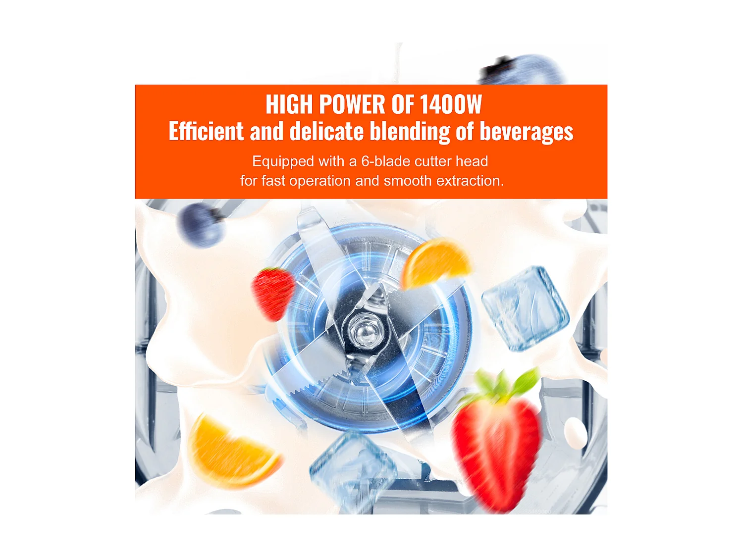 Mixeur de Comptoir Professionnel SucceBuy pour Smoothies et Milkshakes avec Bocal en Verre de 2 L, Mixeur 3 Fonctions en Acier Inoxydable