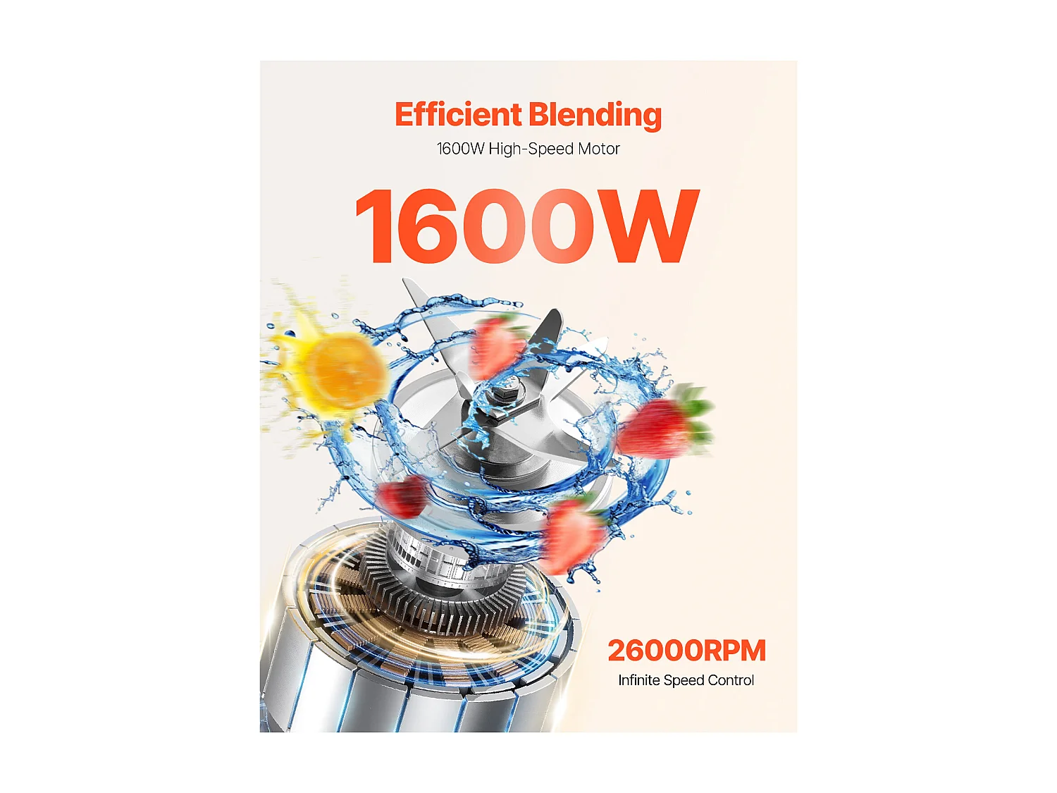 Mixeur SucceBuy 2.4 L 1600 W pour Smoothies – Mixeur de Cuisine avec Moteur Puissant pour une Transformation Multifonctionnelle des Aliments