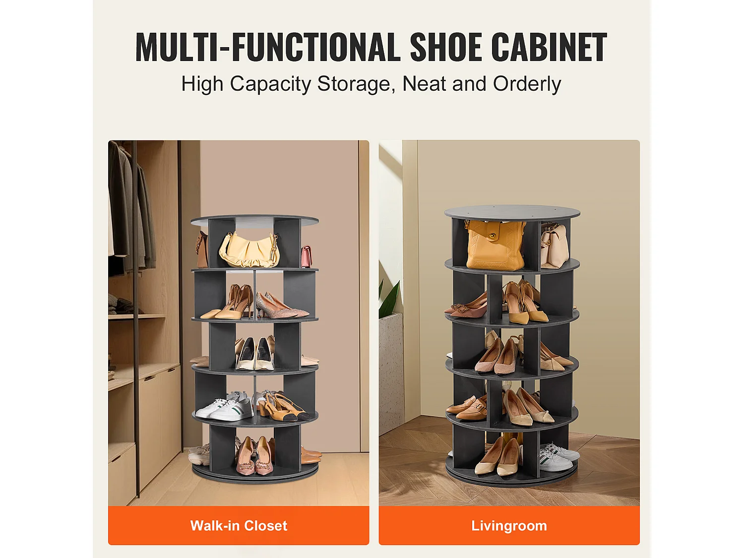 Sapateira SucceBuy Sapateira Giratória de 5 Níveis, Suporte de Exposição de Sapatos Giratório de 360°, Carrossel de Armazenamento Giratório, Preto