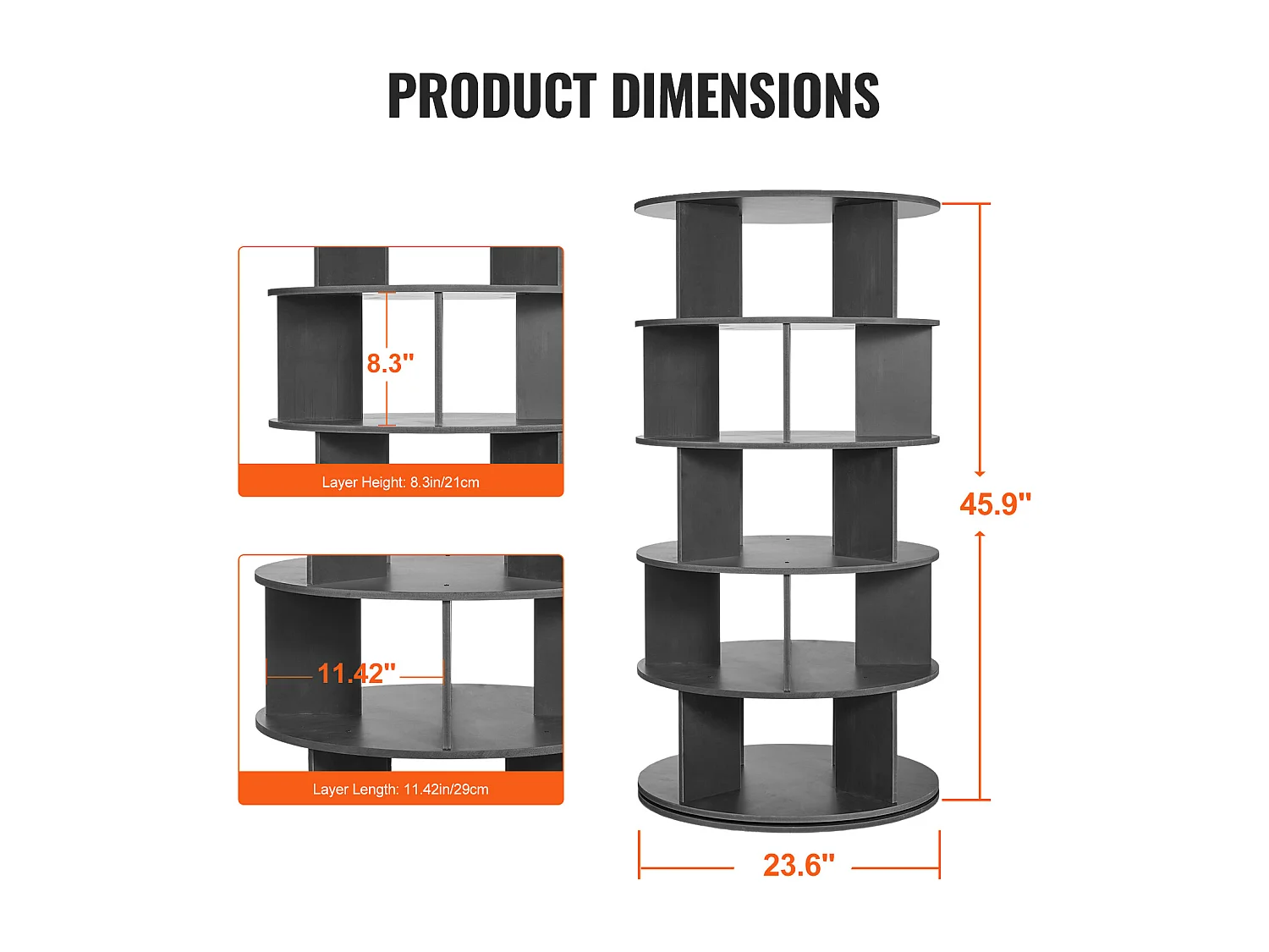 Sapateira SucceBuy Sapateira Giratória de 5 Níveis, Suporte de Exposição de Sapatos Giratório de 360°, Carrossel de Armazenamento Giratório, Preto