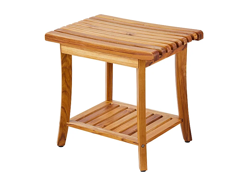 Banc de Douche en Teck SucceBuy, 51 x 36 x 45 cm, Chaise pour Salle de Bain