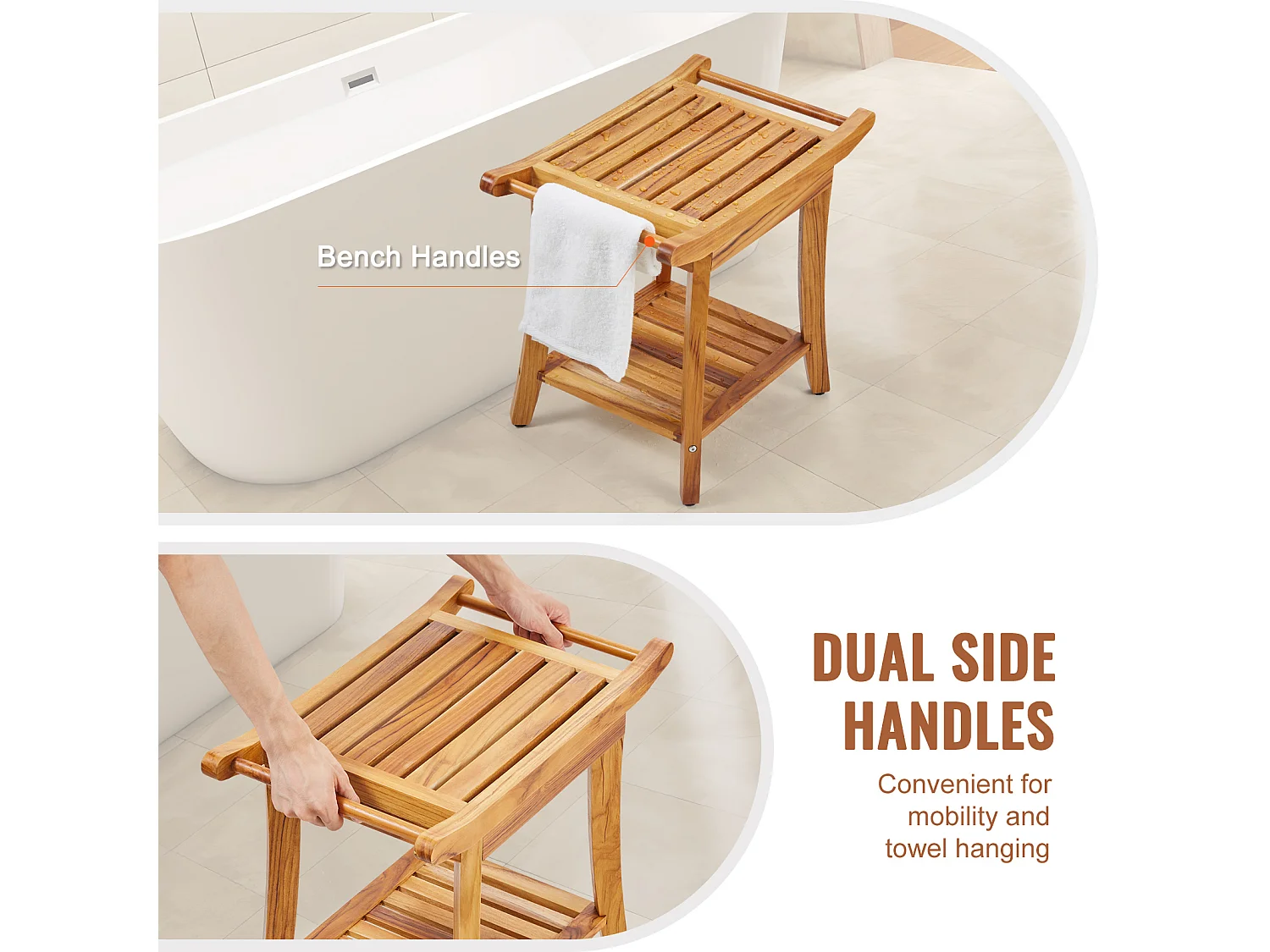 Duschenstuhl aus Polyholz SucceBuy, 56 x 37 x 47 cm, Badezimmertstuhl